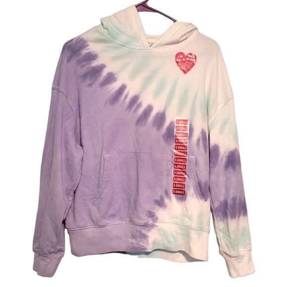 Wildfox Tie Dye Blue Purple Hoodie Sweatshirt Size XS NWT